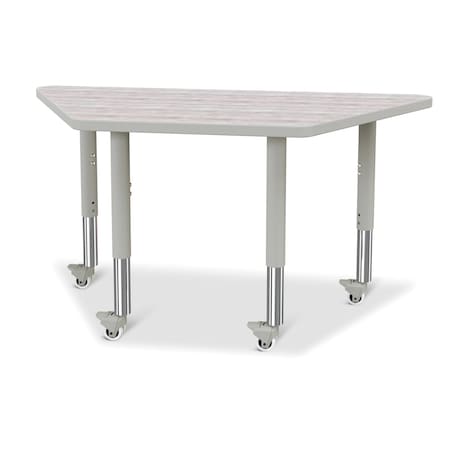 Jonti-Craft Berries Trapezoid Activity Table, 24 in. x 48 in., Mobile, Driftwood Gray/Gray/Gray 6438JCM450